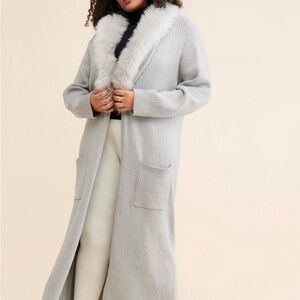 Show Me Your Mumu Lombardi Faux Fur Long Cardigan Gray Size XS